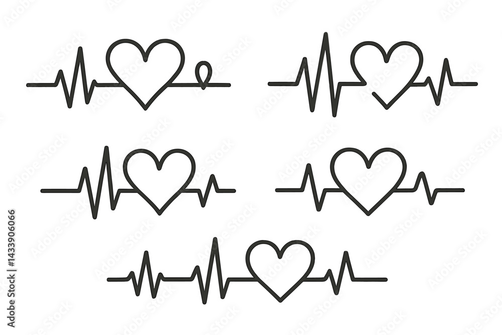 Poster heartbeat icons representing love and life in a minimalist design suitable for various themes and pr