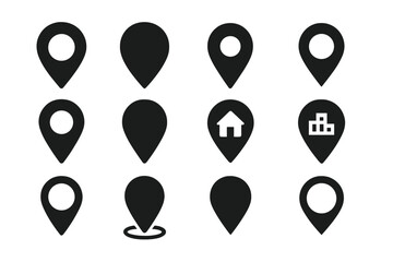 Collection of navigation icons featuring location markers, home symbols, and more for use in digital applications