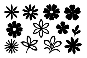 Diverse icon set featuring various floral designs for creative projects and graphic design
