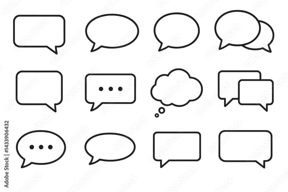 Aufkleber collection of speech bubble icons for communication and dialogue representation