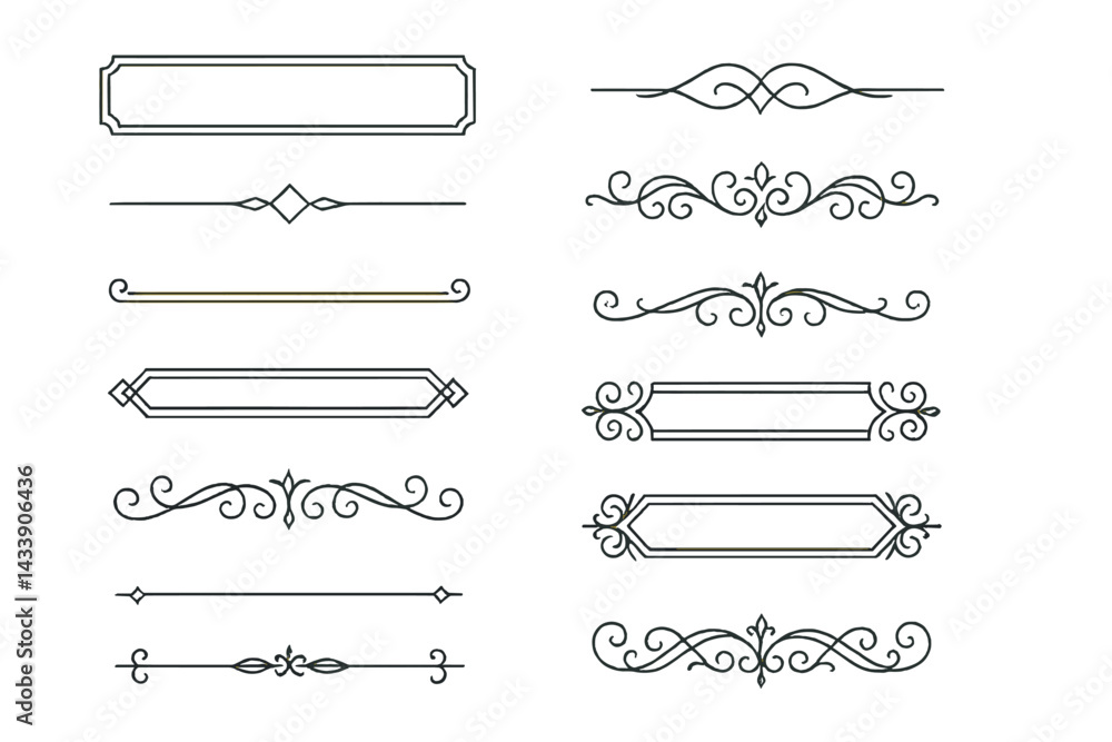 Aufkleber decorative icon set featuring elegant borders and dividers for design projects and creative applicat