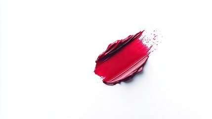 Red lipstick smear on white background.