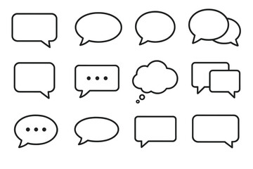 Collection of speech bubble icons for communication and dialogue representation