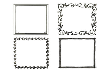 Decorative icon set featuring four unique border designs suitable for various creative projects