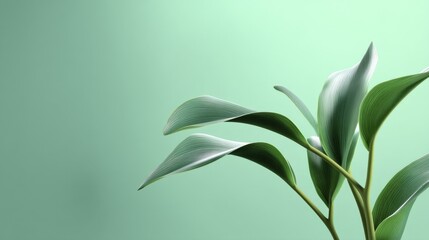 Plant Foliage with Green Leaves Against a Solid Colored Background for Interior Design Mockups and Presentations