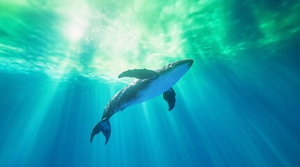 Fototapeta premium Dolphin Underwater Scene Ocean Wildlife Nature