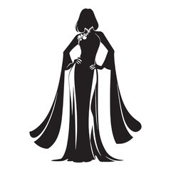 Fototapeta premium Iconic Ao Dai silhouette, blending tradition with modern flair – Ao Dai illustration – Minimalist Ao Dai vector – Ladies dress silhouette