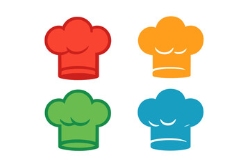 Colorful chef hat icons representing different emotions and moods for culinary themes and branding