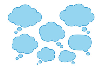 Various blue thought bubbles representing ideas and concepts suitable for design projects and creative expressions