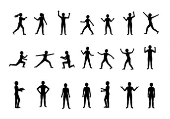 Silhouette figures in motion poses