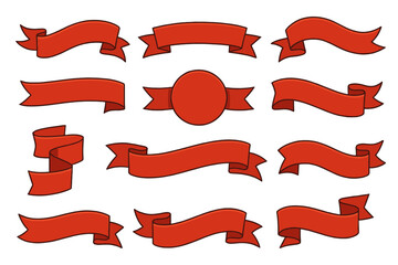 Obraz premium Creative collection of red banners and decorative elements for versatile graphic design projects