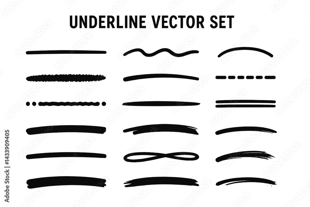 Aufkleber creative underline vector set featuring diverse styles for graphic design projects and visual presen