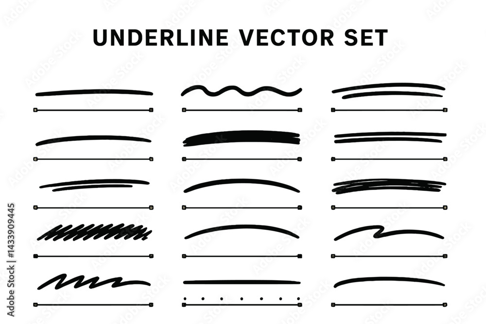 Poster vector underline set featuring various styles suitable for design projects and presentations