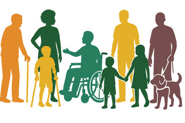 Diverse group of people showcasing inclusivity and community engagement in an icon set