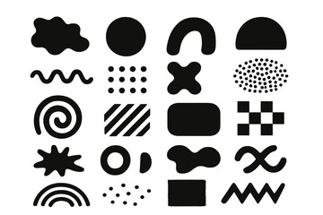 Icon set featuring various geometric shapes and abstract designs for creative projects
