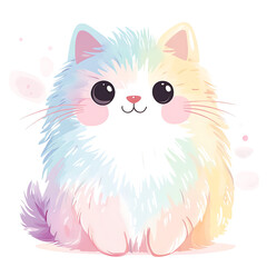 Obraz premium Cute, fluffy cat with pastel rainbow fur.