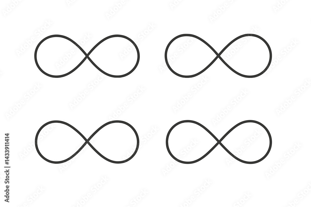 Aufkleber icon set featuring various infinity symbols designed for graphic use in digital projects and present