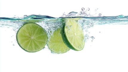 Detox splash with lime slices kitchen beverage image clean environment close-up refreshing concept