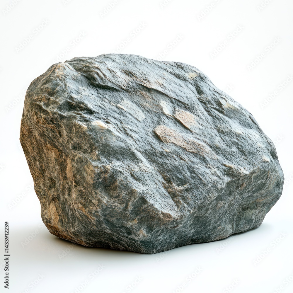 Poster large natural rock with unique textures and patterns on a white background for backgrounds or textur
