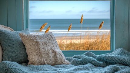 Coastal Cottage Window View.