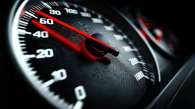 Close up on car speedometer