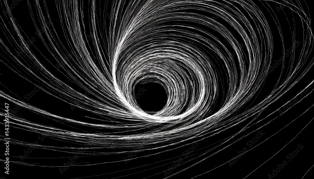 Poster exploring the dynamics of a black hole abstract visualization digital art cosmic environment high-co