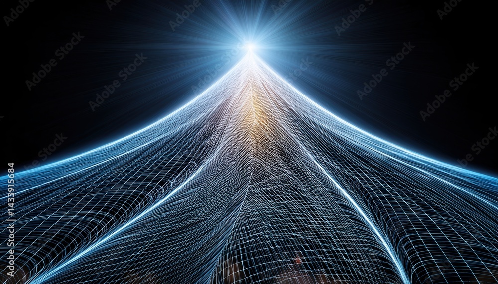 Poster exploring the depths of light waves digital universe abstract art virtual environment elevated persp