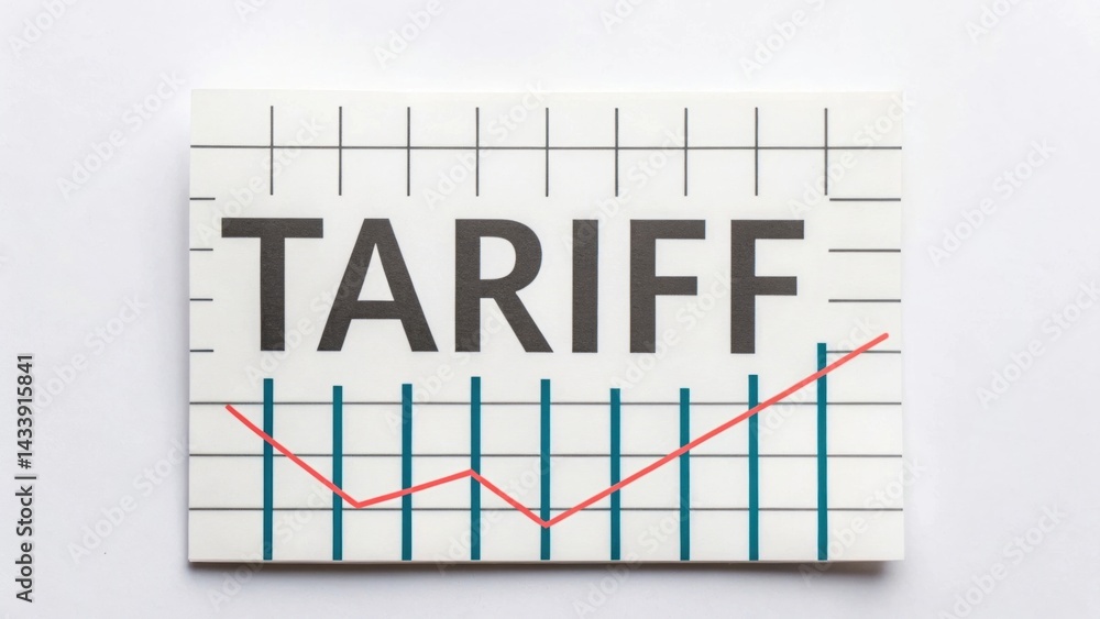 Poster global trade and tariff impacts. visual representation of a tariff concept with a graph indicating f