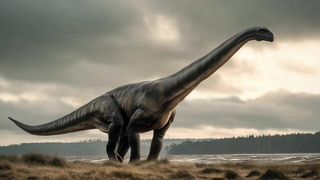 Diplodocus dinosaur walks slowly