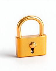 Naklejka premium A gleaming gold padlock, isolated on white