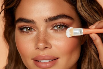 A beautiful woman undergoes eyelash lamination and dyeing by a make-up artist in a beauty salon, where eyelash extensions and lifting are also available