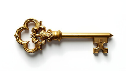 antique  Gold key isolated on white