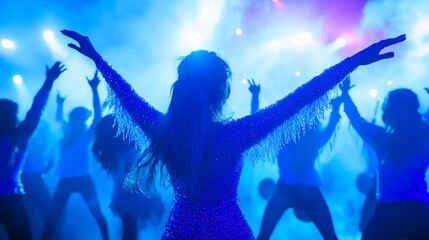 Energetic Nightlife Party Crowd Dancing Music Festival