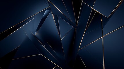 Abstract Dark Blue Gold Triangles.