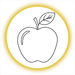 Simple Apple Outline Drawing,Black and White Apple Illustration,Hand Drawn Apple with Leaf,Apple Line Art Design,Minimalist Apple Sketch,Apple Contour Vector Art,Fresh Apple Outline Graphic