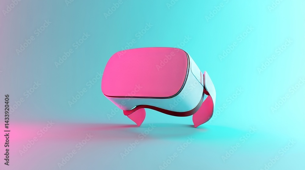 Poster virtual reality headset with stock is displayed in a trendy color scheme