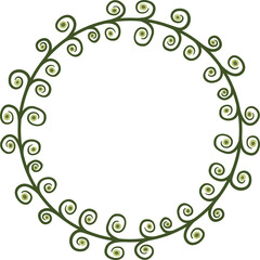 Circular border with schematic floral motifs. Illustration made with schematic lines on a white background creating a circular border.