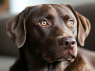 Attentive Chocolate Labrador Retriever Portrait