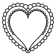 Romantic Lace Heart Line Art for Decor