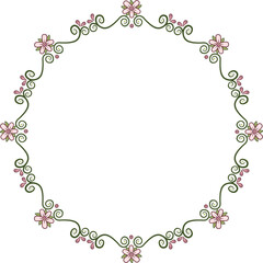 Circular garland with flowers. Illustration made with a garland of flowers on a white background creating a circular border.