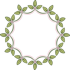 Circular garland with leaves. Illustration made with a garland of leaves on a white background creating a circular border.
