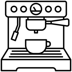 Coffee Machine Icon – Espresso Maker and Brewing Equipment Symbol for Cafe and Kitchen Use