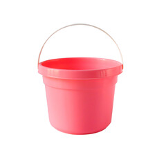 Empty small pink bucket on white background. © amnarj2006