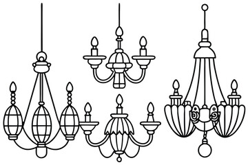 Chandeliers Artistic Detail Line art