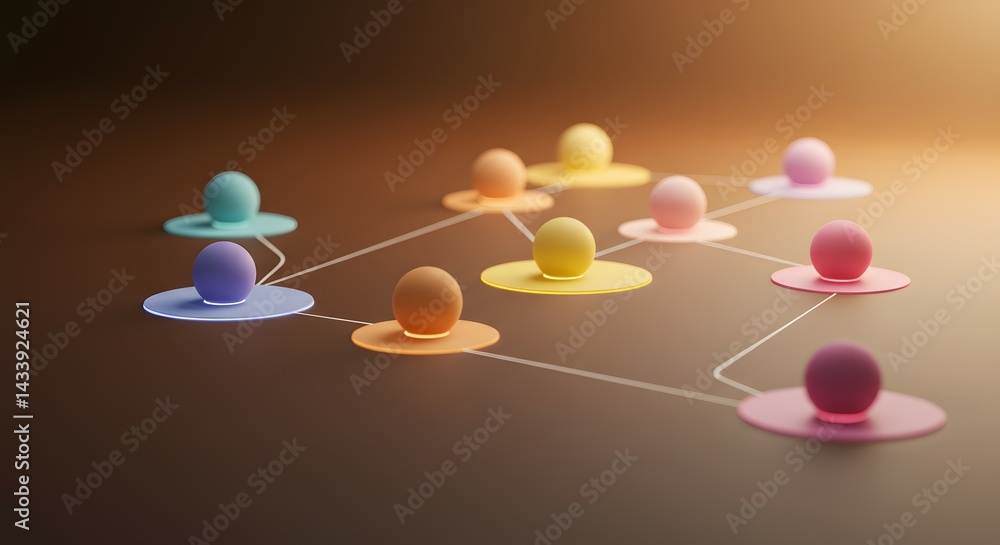 Aufkleber colorful network abstract visualization of connections and interconnectivity in a modern globalized 