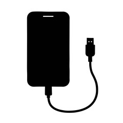 Mobile phone charging with USB connection in a minimalist style