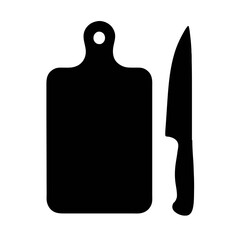 Kitchen cutting board and knife preparing for meal preparation and cooking tasks