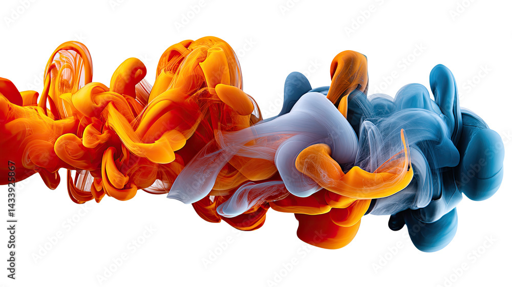 Aufkleber color fusion: a stunning display of colorful inks intertwining, creating a vibrant abstract image. t