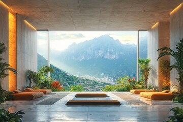 Mountain view spa relaxation lounge