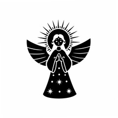 creative Silhouette Angel Singing Icon Vector Illustration 